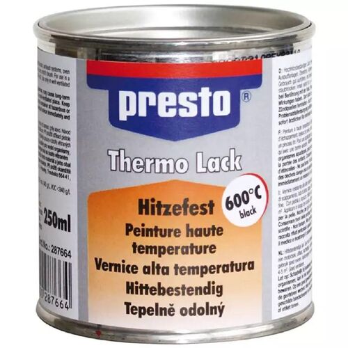 Peinture Haute Température - Noir - Jusqu'à 600° - Auto/Moto - Presto - Pot 250ml