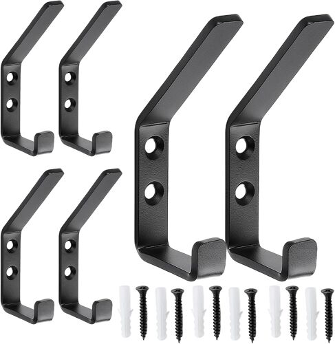 KALANKA-6 Patères Porte Manteau Mural Chapeaux Cloisons Sèches Crochet a Visser Porte-Serviettes de Salle Bain Manteau en Métal Coat Hooks pour Chambre,Salle de Bain,Salon,Mur (Noir)