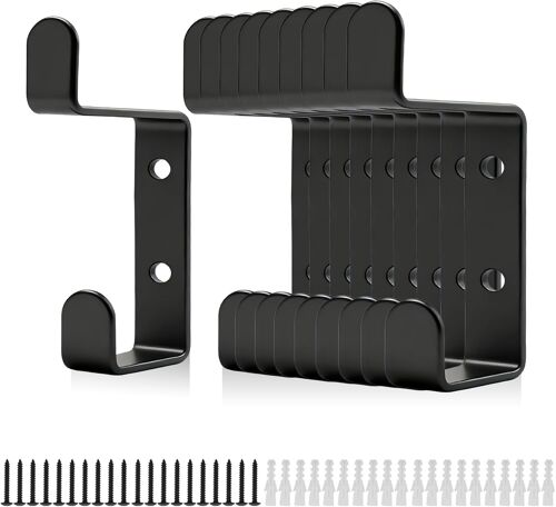 KALANKA-10 Crochets Porte-Manteau Mural pour Panneaux Acoustiques 13mm - Noir Mat, Fer Robustes, Patère Murale Design