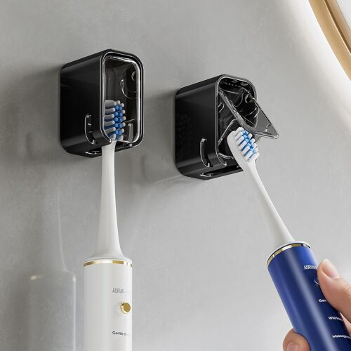 KALANKA-Lot de 2 Porte-brosses à Dents pour Salle de Bain, à Dents Mural à Emplacement Unique avec Couvercle, Support de brossa à dent Mural étanche Rangement Brosse à Dentaire Compact pour Maison et