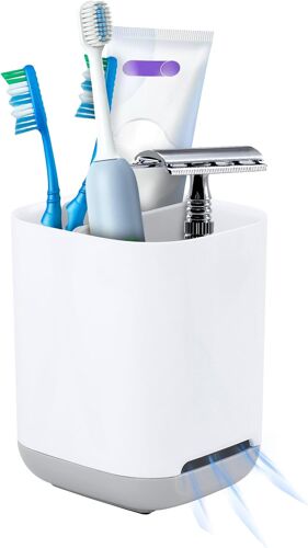 Kalanka-Porte-Brosses À Dents, Support Pour Brosse À Dents Electrique, Porte Brosse À Dents Amovible Stand Dentifrice, Avec Trou De Vidange, 11.8x9.7x9 Cm Gris