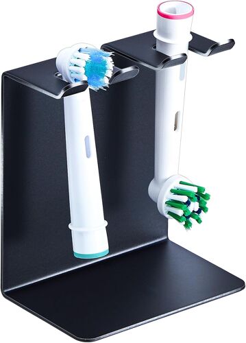 KALANKA-Support Brosse a Dent Electrique, Porte Brosse à Dents Mural ou Placement sur Le Bureau, Support de Tête de Brosse à Dents Electrique, Rangement Brosse a Dent pour Salle de Bain (Noir, Petit)