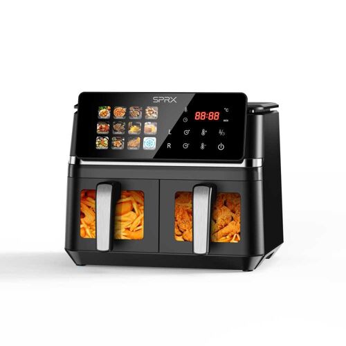 Air Fryer LVTETIA BW-IP8018D, double panier avec fenêtre, Friteuse sans huile grande capacité 9L, 2000W, 12 programmes intuitifs