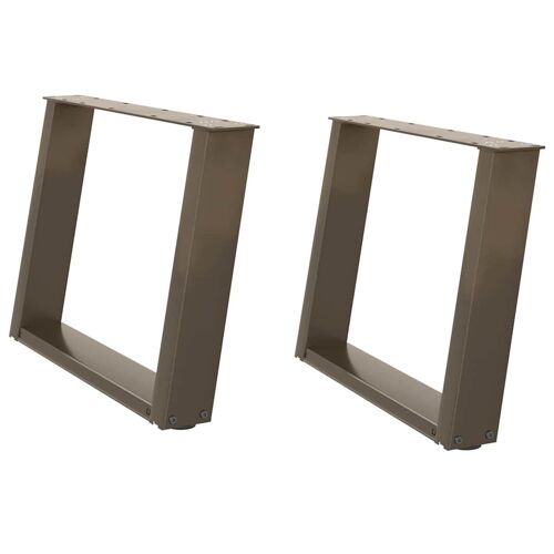 vidaXL Pieds de table basse en U, 2 pièces, acier naturel, 70 x (42-43) cm