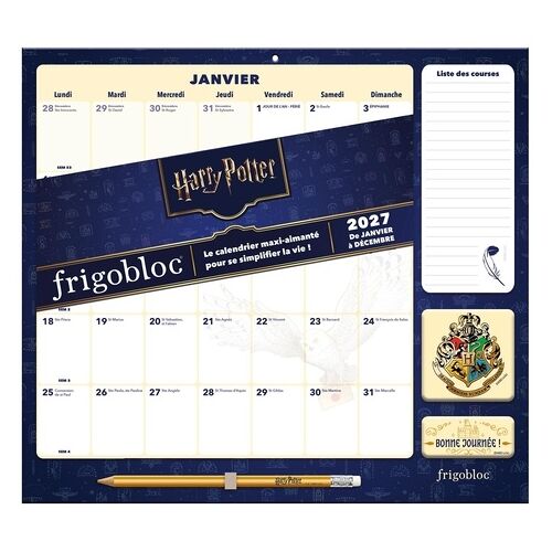 Frigobloc Mensuel 2027 Déco Harry Potter - Calendrier Organiseur Familial (De Janv - À Déc. 2027)