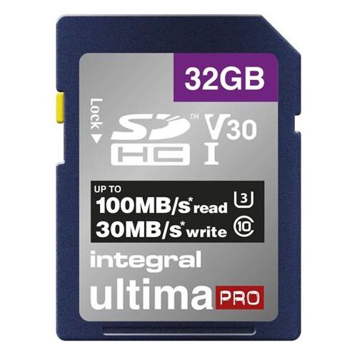 Integral UltimaPro - Carte mémoire flash - 32 Go - Video Class V30 / UHS-I U3 / Class10 - SDHC UHS-I