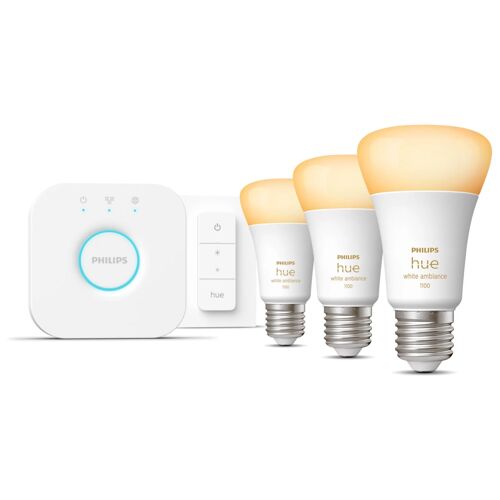 Philips Hue White Ambiance Kit De Démarrage : 3 Ampoules Connectées E27 (1100) + Variateur
