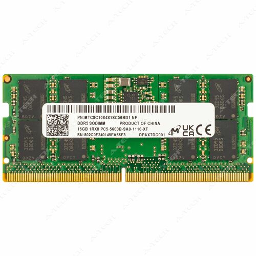Mémoire RAM pour ordinateur portable Micron 16 Go DDR5 5600 PC5-44800 1Rx8 SODIMM MTC8C1084S1SC56BD1