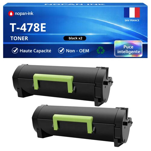 Pack de 2 Toners compatible pour Toshiba T-478E T478E T-478P-R 6B000000855 Noir 20000 Pages NOPAN-INK