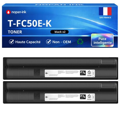 Pack de 2 Toners compatible pour imprimantes Toshiba T-FC50E-K 6AJ00000114 Noir 38400 Pages NOPAN-INK