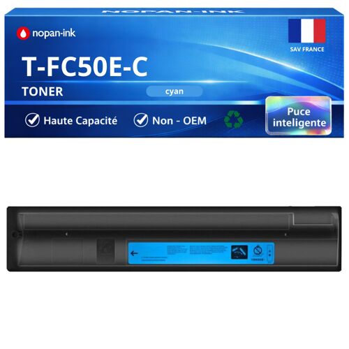 Toner compatible pour imprimantes Toshiba T-FC50E-C 6AJ00000113 Cyan 33900 Pages NOPAN-INK