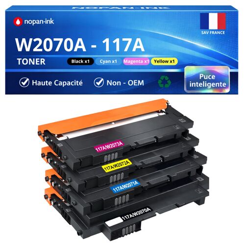 Pack de 4 Toners compatible pour HP 117A W2070A W2071A W2072A W2073A Noir et Couleurs