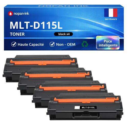 Pack de 4 Toners compatible pour Samsung MLT-D115L Noir 3000 Pages NOPAN-INK