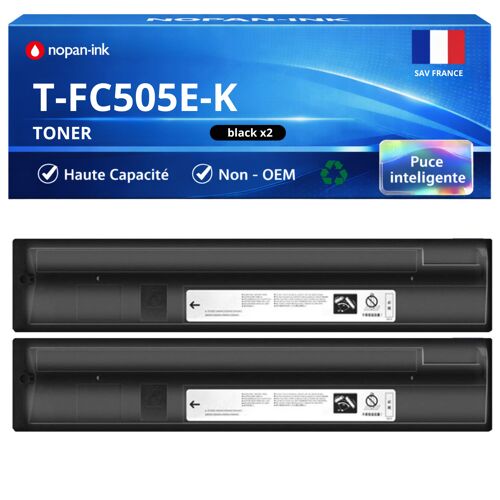 Pack de 2 Toners compatible pour Toshiba T-FC505EBK 6AJ00000139 Noir 38400 Pages NOPAN-INK