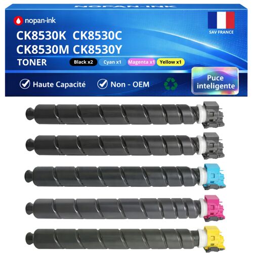 Pack de 5 Toners compatible pour Triumph Adler CK8530 1T02YPOUT0 1T02YPCUT0 1T02YPBUT0 1T02YPAUT0 Noiret Couleurs NOPAN-INK