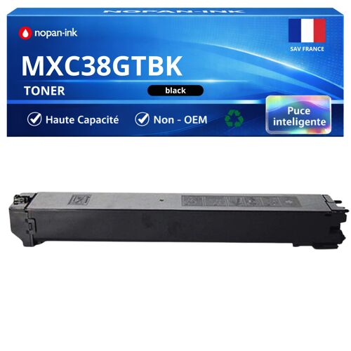 Toner compatible pour Sharp MXC38GTBA MX-C38GTBK Noir 10000 Pages NOPAN-INK