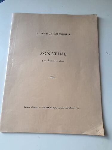 Ludovicus Mirandolle - Sonatine Pour Clarinette Et Piao - Ed. Leduc