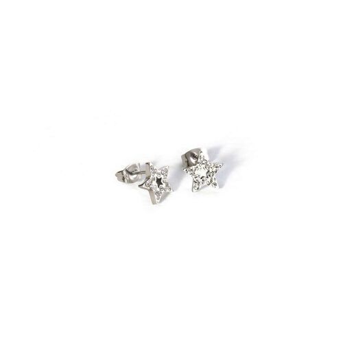 Boucles D'oreilles Puces An Jewels - Collection My Lucky Star Par Diana Chaves En Acier Argenté Et Cristaux