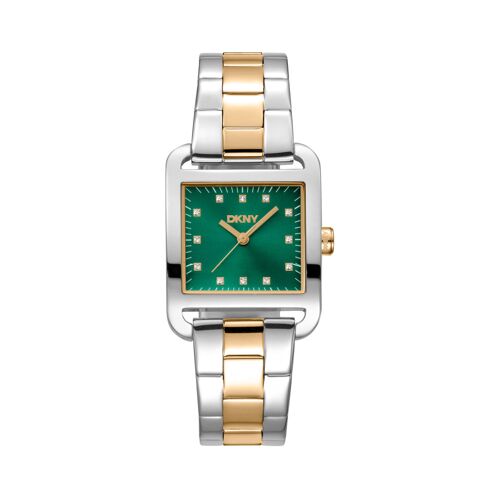 Montre Femme Dkny City Midi Dk1l004m0075 - Acier Bicolore Argent Et Or Avec Cadran Vert Émeraude