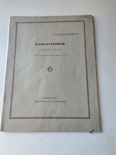 R. Gallois Montbrun - Concertstück Pour Clarinette En Sib Et Piano - Ed. Leduc