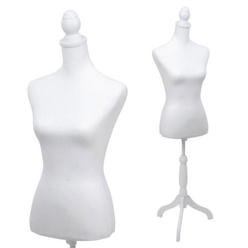 Mannequin de couture HWC-Q24, torse de mannequin de vitrine féminin, en mousse, housse amovible, certifié MVG   blanc