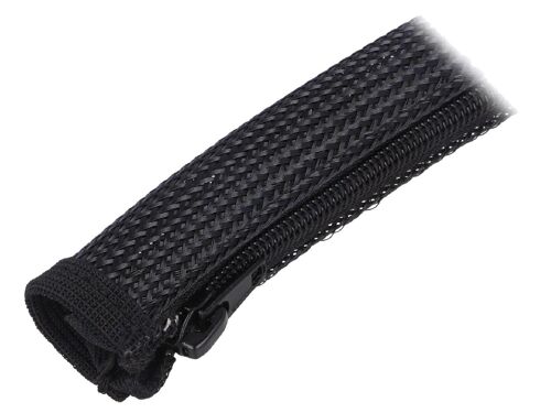 Gaine pour cable flexible avec fermeture eclair noir L 2m - 20mm