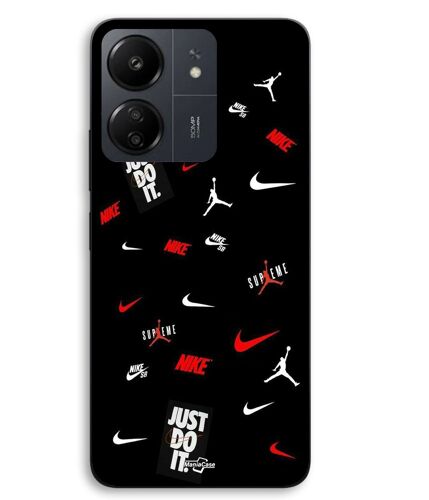 Coque Pour Xiaomi Redmi 13C 4g NIKE JORDAN Blanc rouge fond noir Maniacase