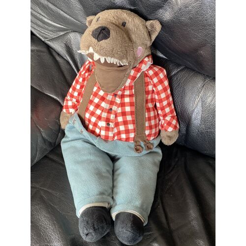 PELUCHE LOUP IKEA CHEMISE À CARREAUX ROUGE MARRON 44 CM