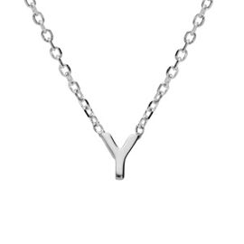 Collier Argent Rhodié Pendentif Initiale Y 38+5cm