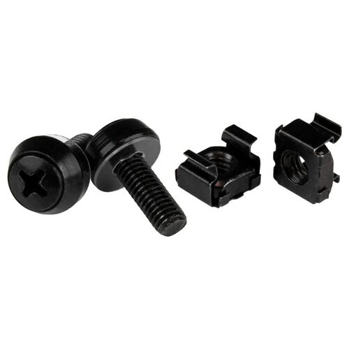 StarTech.com Écrou cage M6 - Vis M6 - Pack de 50 - Écrous cage et vis M6x12 de montage pour rack et armoire serveur - Noir - Kit de vis pour rack - noir - pour P/N: RACK-18U-20-WALL-OA, RACK-21U-20-WALL-OA, RACK-24U-20-WALL-OA, RK12OD2, RK3236BKF