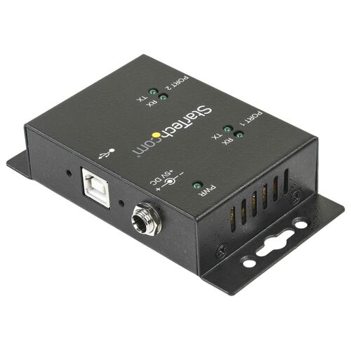 StarTech.com Hub adaptateur industriel USB vers série 2 ports à fixation murale avec clips de rail DIN - Adaptateur série - USB 2.0 - RS-232 x 2 - noir