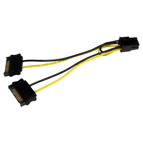 StarTech.com Câble adaptateur d'alimentation pour carte vidéo - 2x SATA vers PCIe 6 broches - 15 cm - Câble d'alimentation - alimentation SATA (M) pour Alimentation PCIe de 6 broches (M) - 15 cm