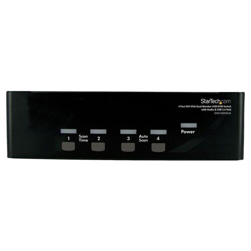 StarTech.com Commutateur KVM USB et double écran DVI / VGA à 4 ports avec audio et hub USB 2.0 - Switch écran clavier souris - Commutateur écran-clavier-souris/audio/USB - 4 x KVM / audio / USB - 1 utilisateur local - de bureau - pour P/N:...