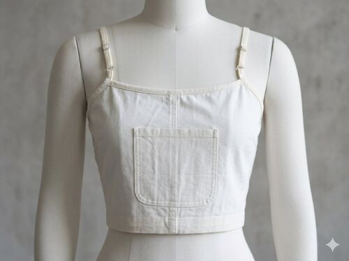 Débardeur Bustier Blanc En Toile Taille M Naf Naf Neuf