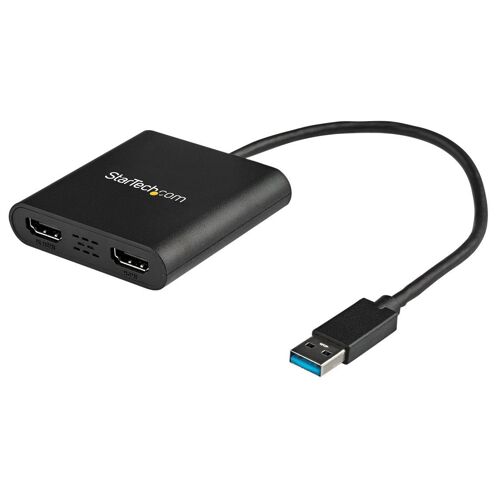 StarTech.com Adaptateur USB 3.0 vers double HDMI, 1x 4K 30Hz et 1x 1080p, carte vidéo et graphique externe, dongle adaptateur d'affichage double moniteur USB Type-A vers HDMI, prend en charge Windows uniquement, noir - Adaptateur USB vers double...