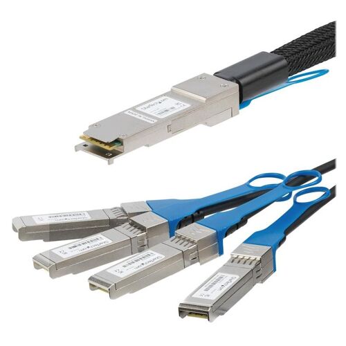StarTech.com Câble QSFP+ vers 4x SFP+ de 2 m - Conforme à MSA - Cordon QFSP+ 40G vers 4x SFP+ 10G - Câble Twinax passif - Câble DAC - Câble éclaté - QSFP+ verrouillé pour SFP+ verrouillé - 2 m - twinaxial - SFF-8431/SFF-8432/SFF-8436 - passif -...