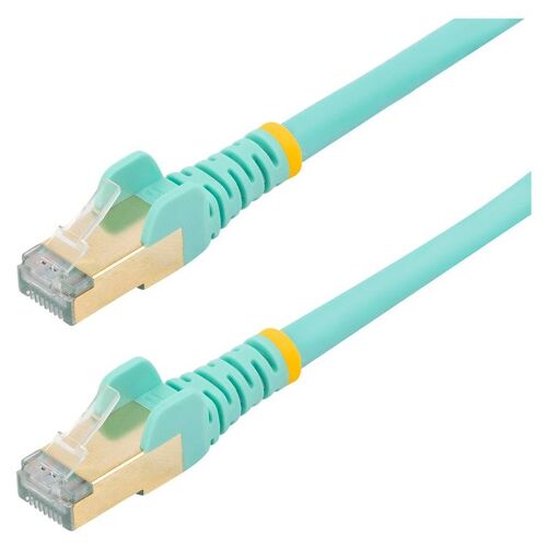 StarTech.com 7.5m CAT6A Ethernet Cable, 10 Gigabit Shielded Snagless RJ45 100W PoE Patch Cord, CAT 6A 10GbE STP Network Cable w/Strain Relief, Aqua, UL Certified Wiring/TIA - Category 6A - 26AWG (6ASPAT750CMAQ) - Cordon de raccordement - RJ-45...