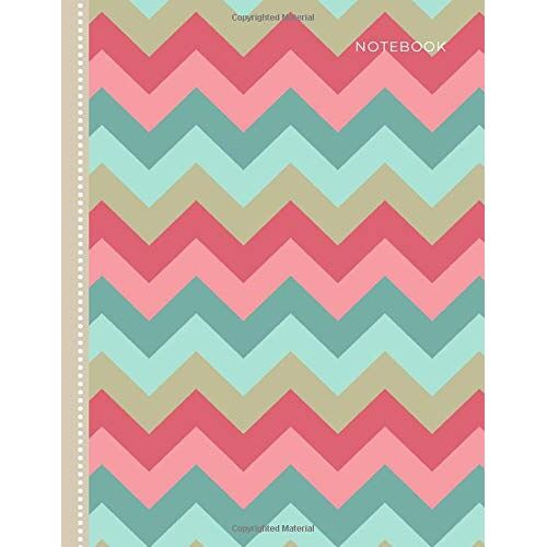 Notebook: Pastel Pink And Green Zig Zag Pattern Cover Design / College Ruled 8.5x11 Letter Size / 120 Blank Lined Pages For School / Work / Journaling / Writing / Note Taking