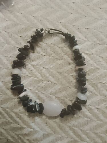 Bracelet Artisanal En Pierres Bleu Foncé/Rose Clair .