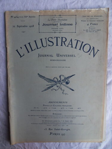 Hebdomadaire L'Illustration N°4464 Du 22 Septembre 1928
