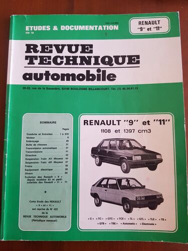 Revue Technique Automobile Renault 9 Et 11 Essence