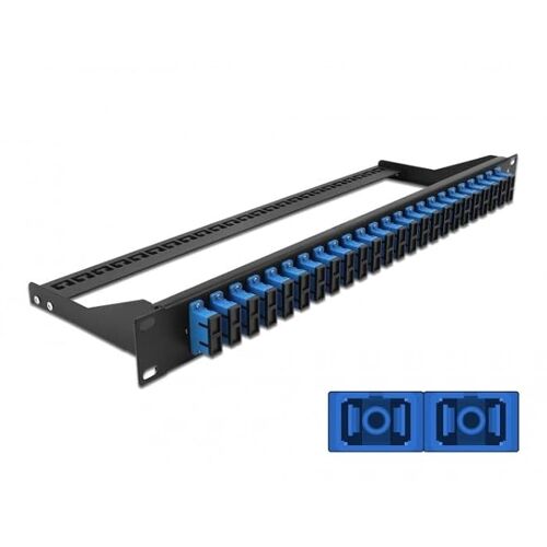Delock - Patch Panel - Rack montierbar - SC Duplex SM X 24 - Schwarz, Blau - 1U - 48.3 cm (19``)
