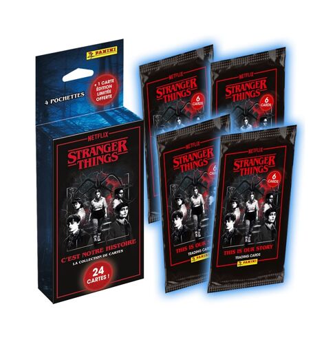 Blister Cartes Panini Stranger Things (4 Pochettes + 1 Carte Édition Limitée) (Panini)