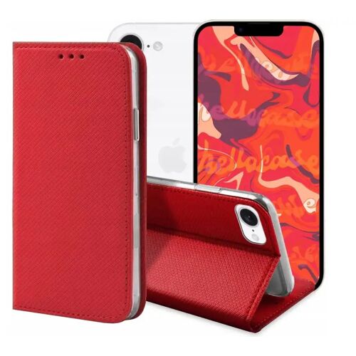 Housse pour Apple iPhone 17e - etui coque pochette portefeuille + verre trempe - ROUGE MAGNET