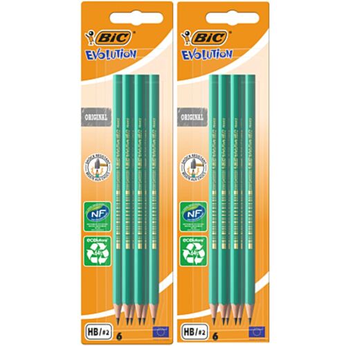 Lot De 12 Crayons De Bois À Papier Bic Evolution Hb N°2
