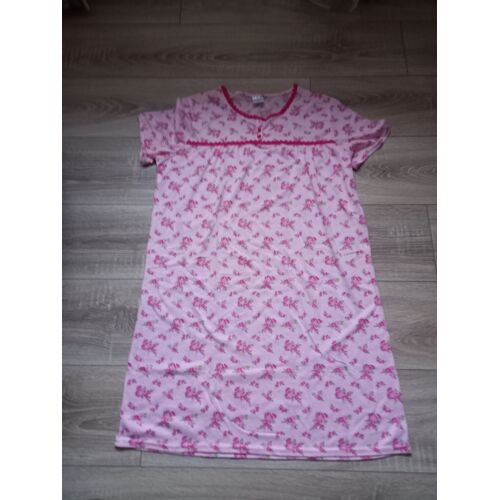 Chemise De Nuit Manches Courtes Rose Et Rouge Marque Anne De Lancay Taille M
