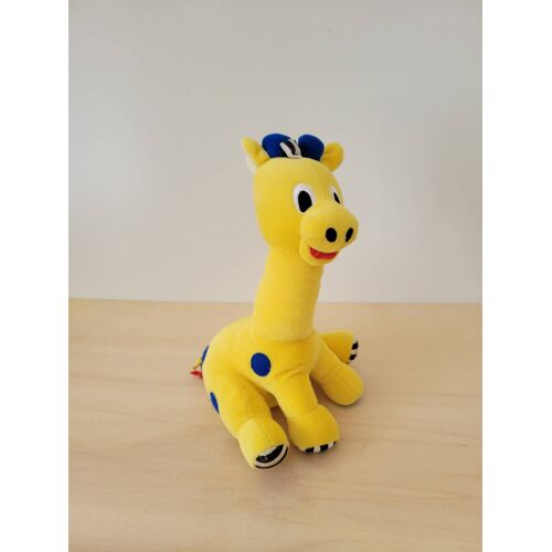 Doudou girafe jaune bleu bawi