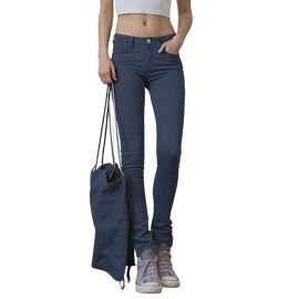 Jean Skinny Femme Taille Régulière Bleue Avec Poches Et Finition Soignée