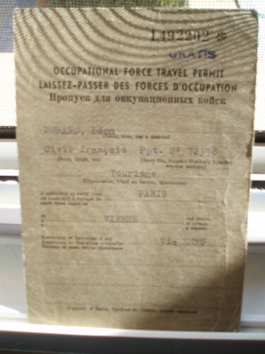 Occupational Force Travel Permit Laissez Passer Des Forces D'occupation De 1954.