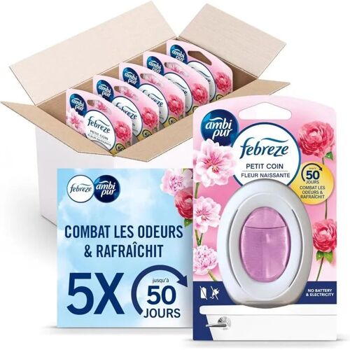 Febreze Petit Coin, Désodorisant WC En Continu (7.5ml x5), Parfum Fleur Naissante